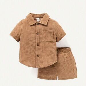 Cozy patched pocket mocha two piece set!